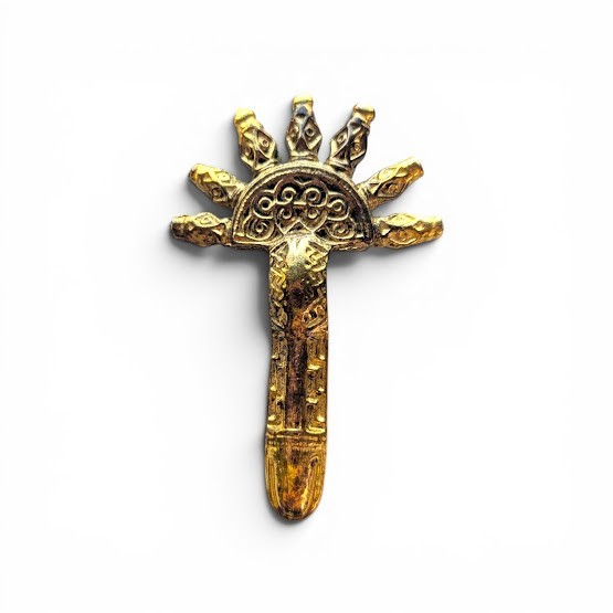 Metropolitan Museum of Art Gold Tone Bow Fibula Reproduction Pin Brooch 3.25″