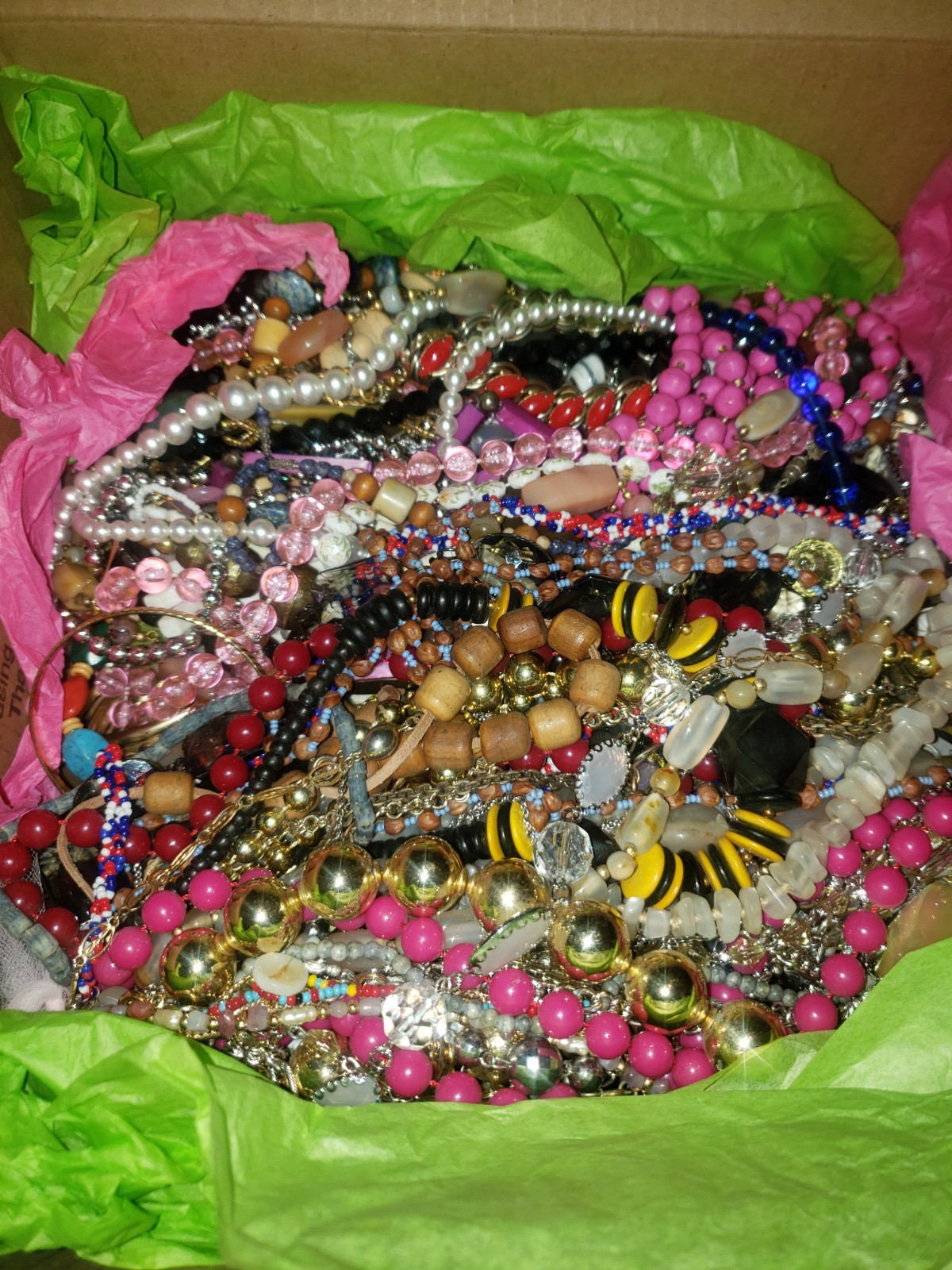 Large box of pretty costume jewelry. Vintage through today designs. GREAT DEAL!