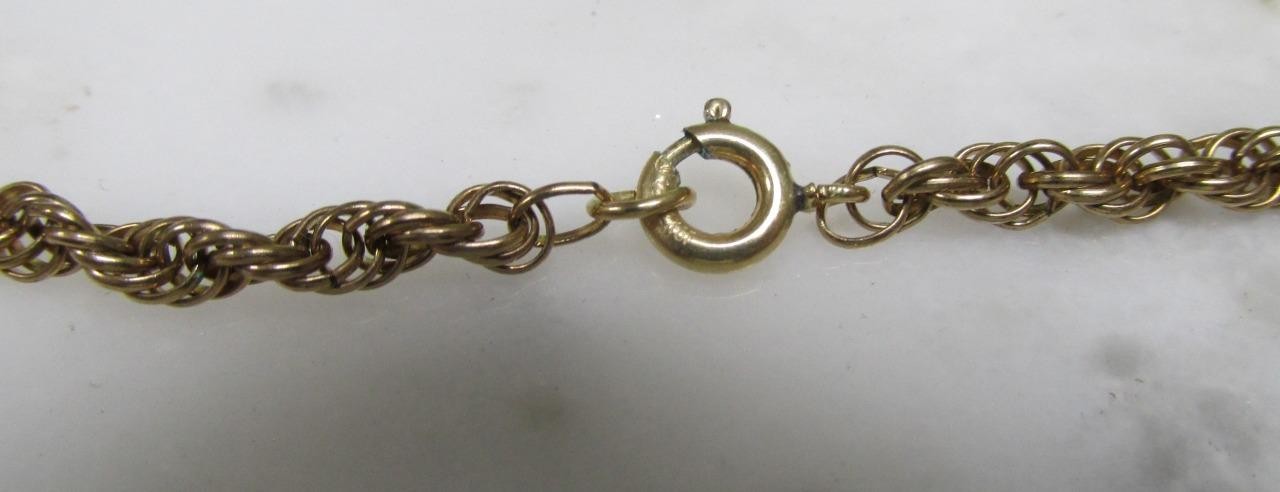 Vintage Yellow Gold Filled Rope Chain Necklace ~ 24″ ~ 9grams ~ 7-C599