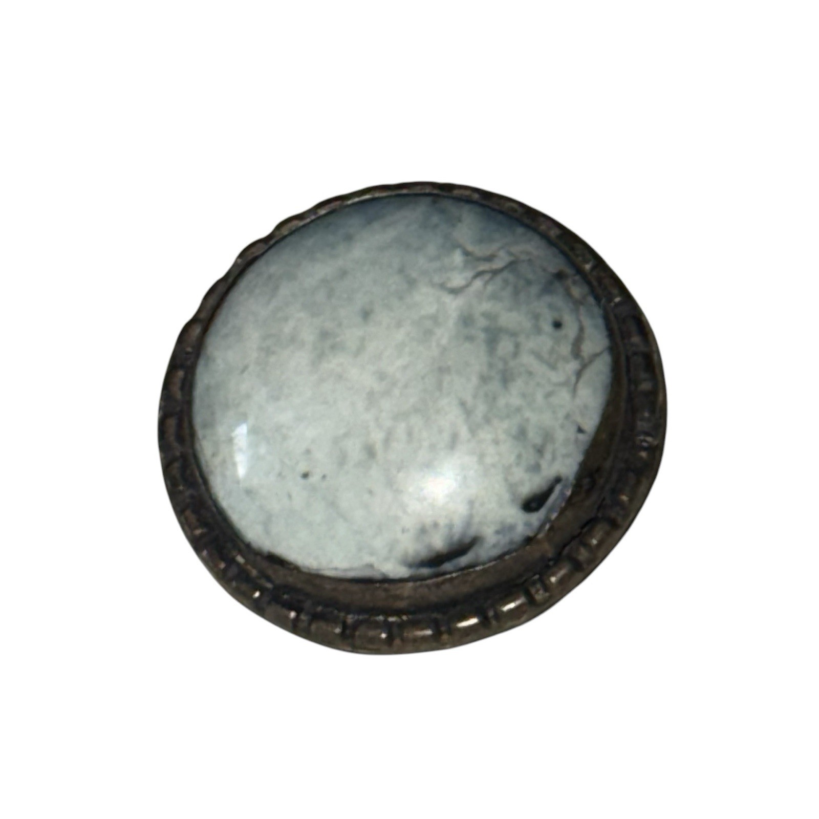 Antique 10K Gold Filled Prehnite or Jade Cabochon Brooch Pin
