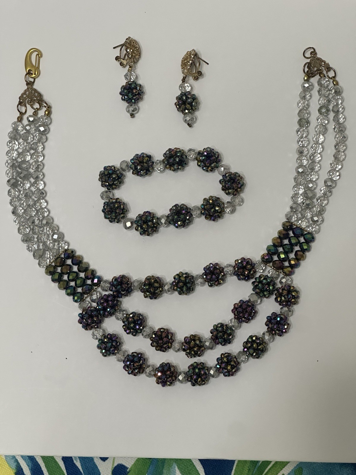Boho Jewelry, 4 Pieces Beautiful Multicolored Sparkling Beads- 17″ Long