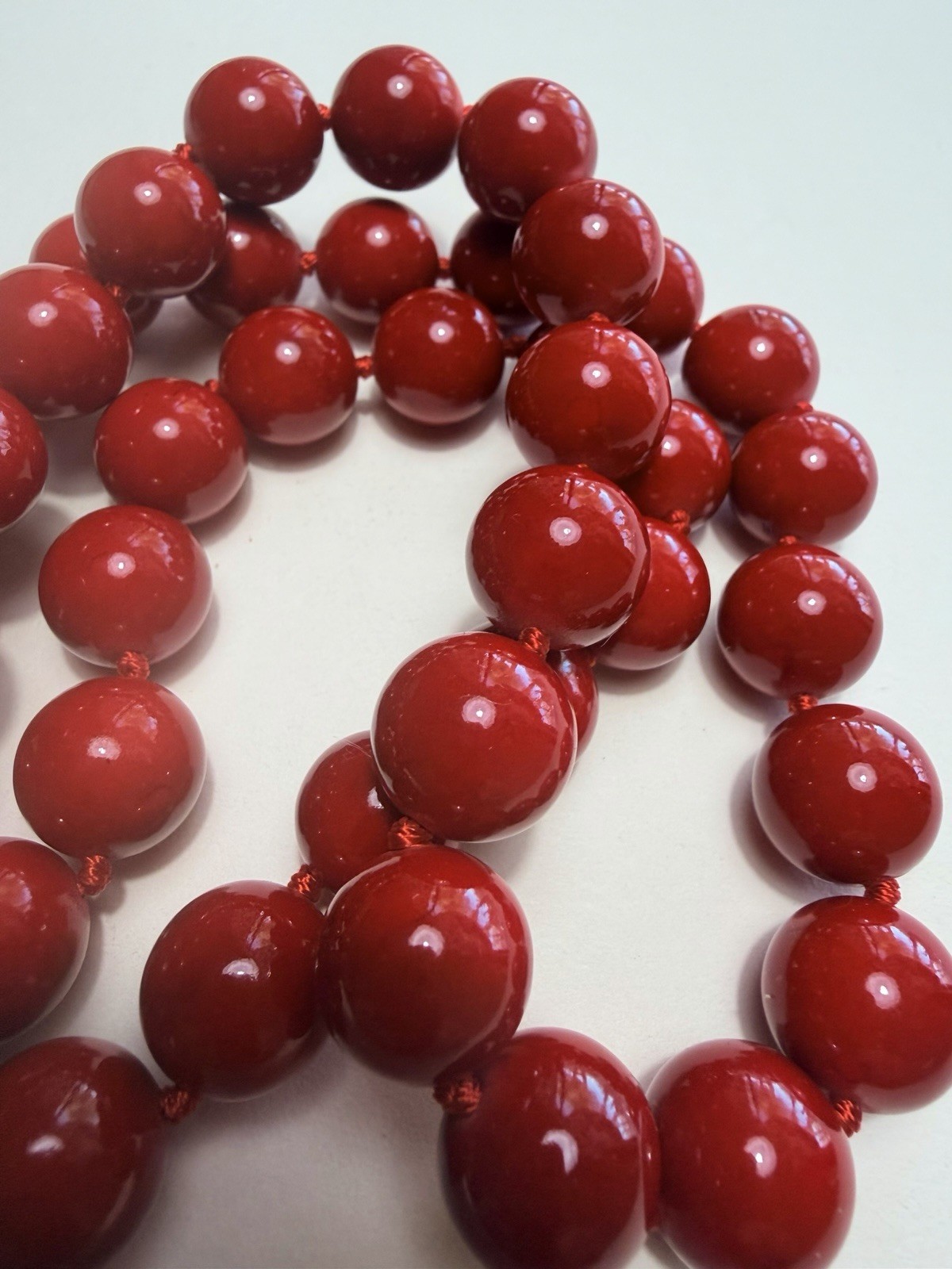 Red Coral Necklace With Beautiful Large Coral Beads 28”