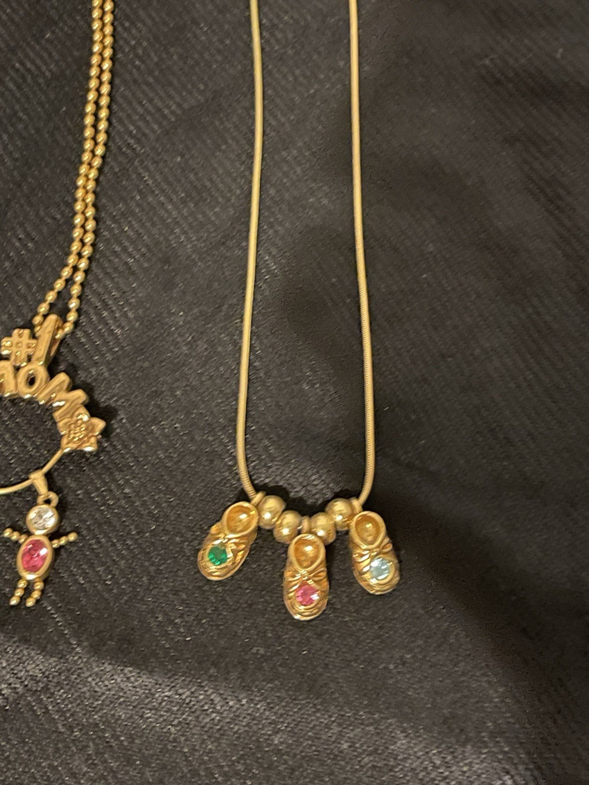Lot Of 2 Gold Tone Necklaces With Charms See Pictures Details/Wear