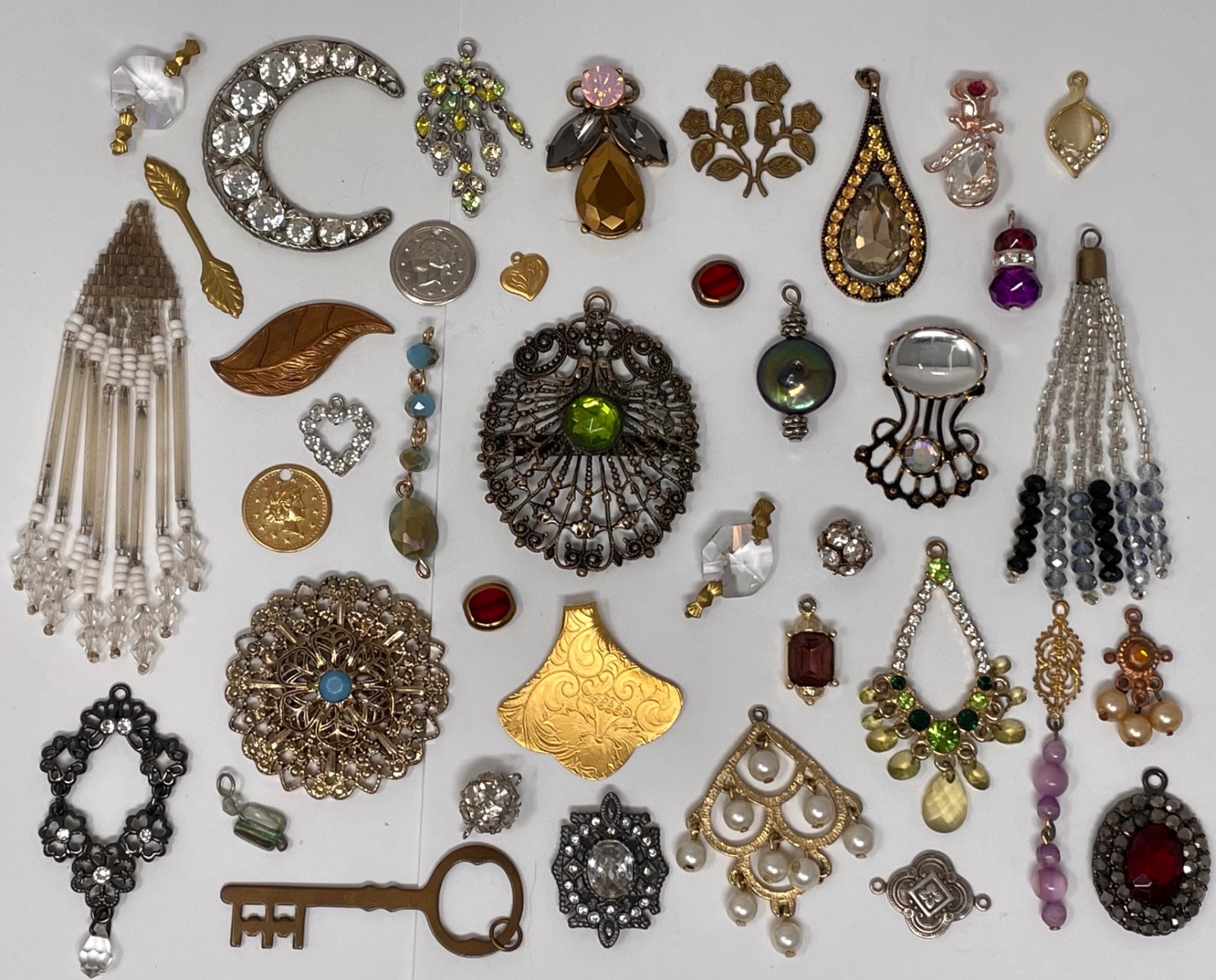 Lot Vtg & Modern Victorian Art Deco Style Pendants Findings Jewelry Craft J1