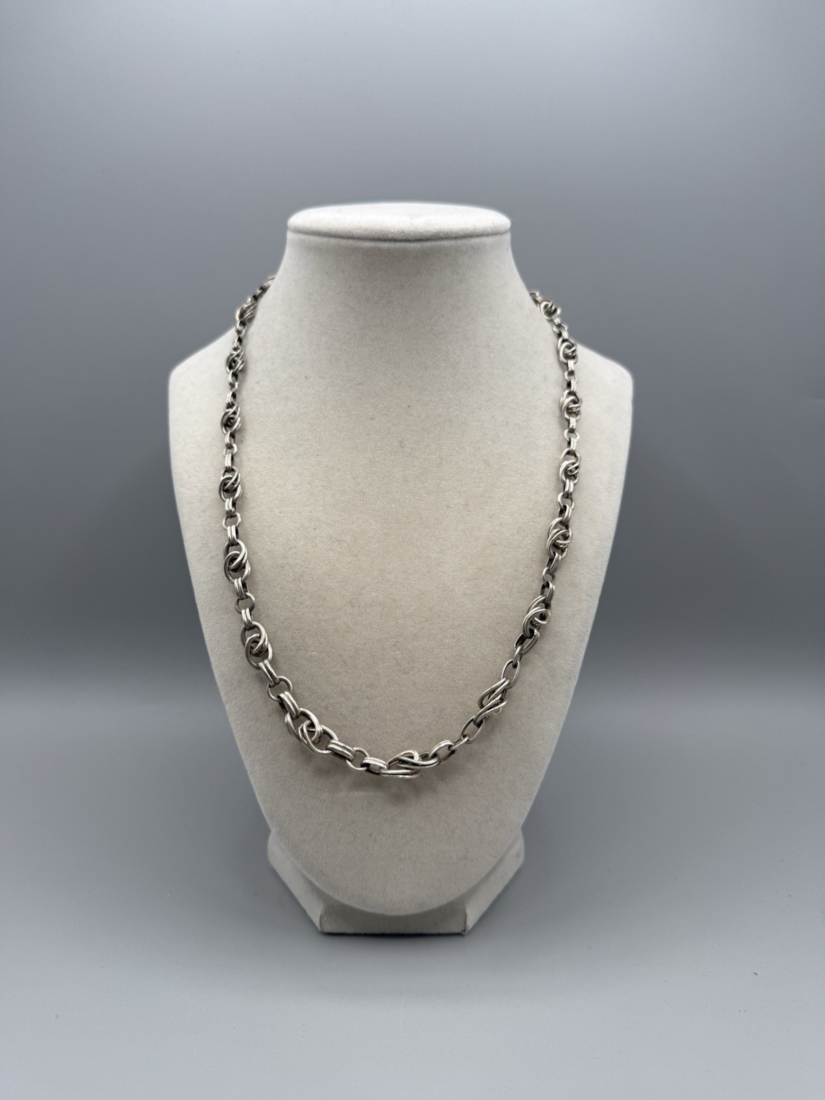 Vintage 1940s 835 Silver Chain Link Necklace