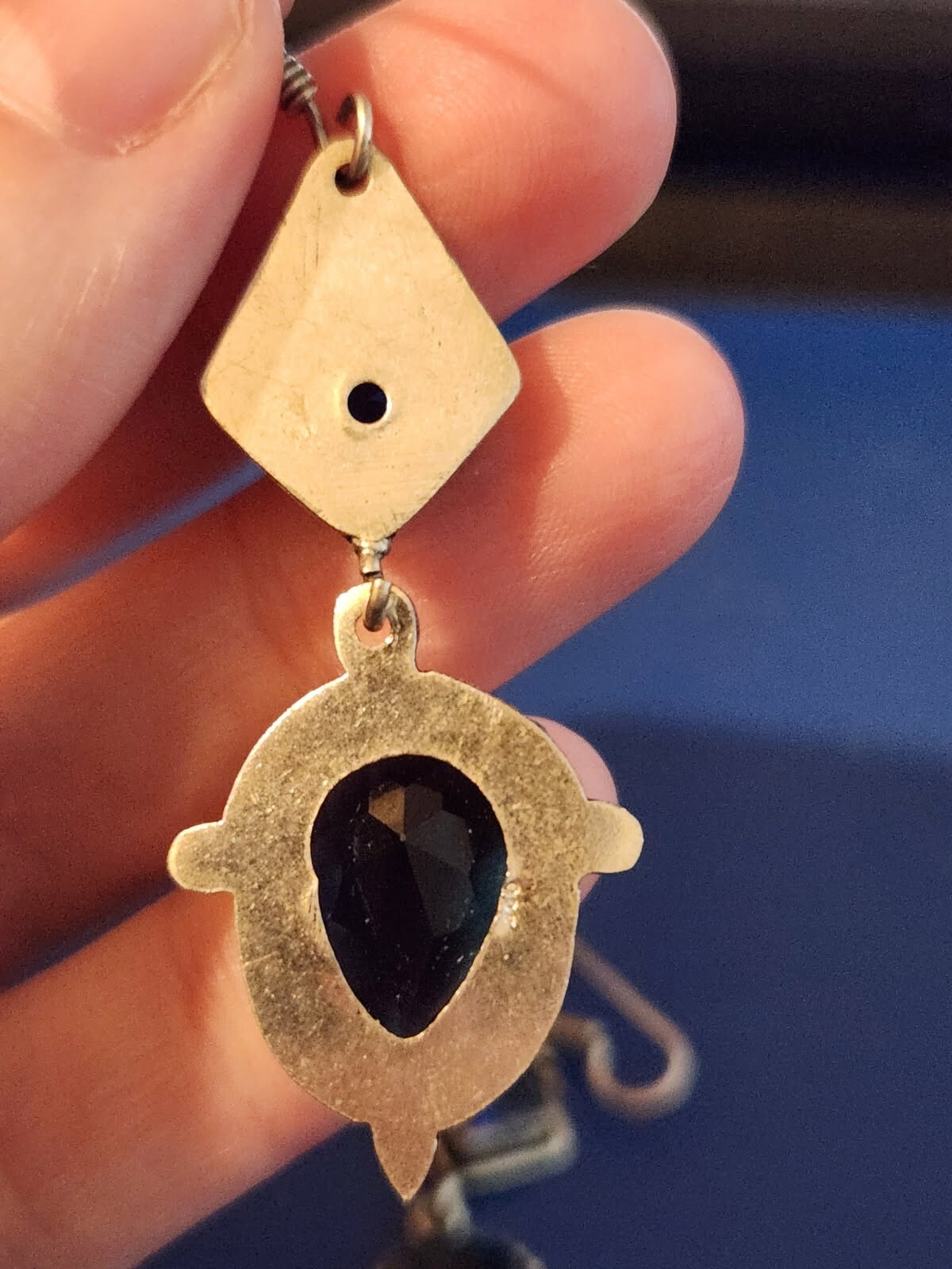 Sterling Silver Blue Stone Dangle Earrings