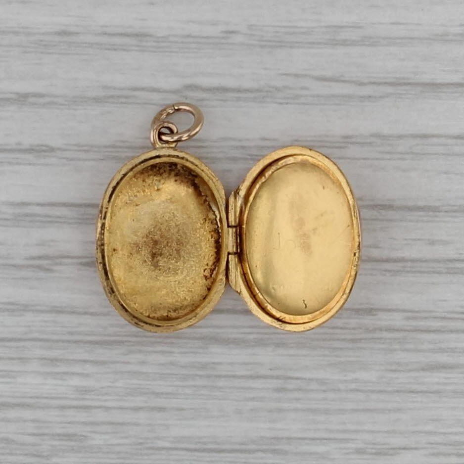 Vintage 9k Rose Gold Seed Pearl Locket Pendant Charm Fob Opens