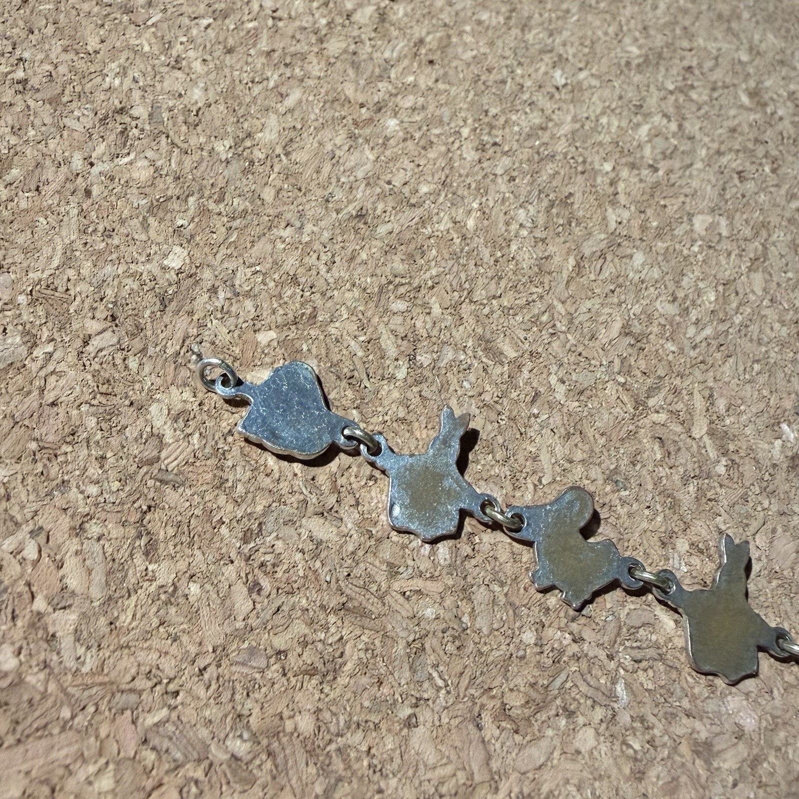 Vintage 1950s Sterling Silver Peter Rabbit Storybook Animal Link Bracelet