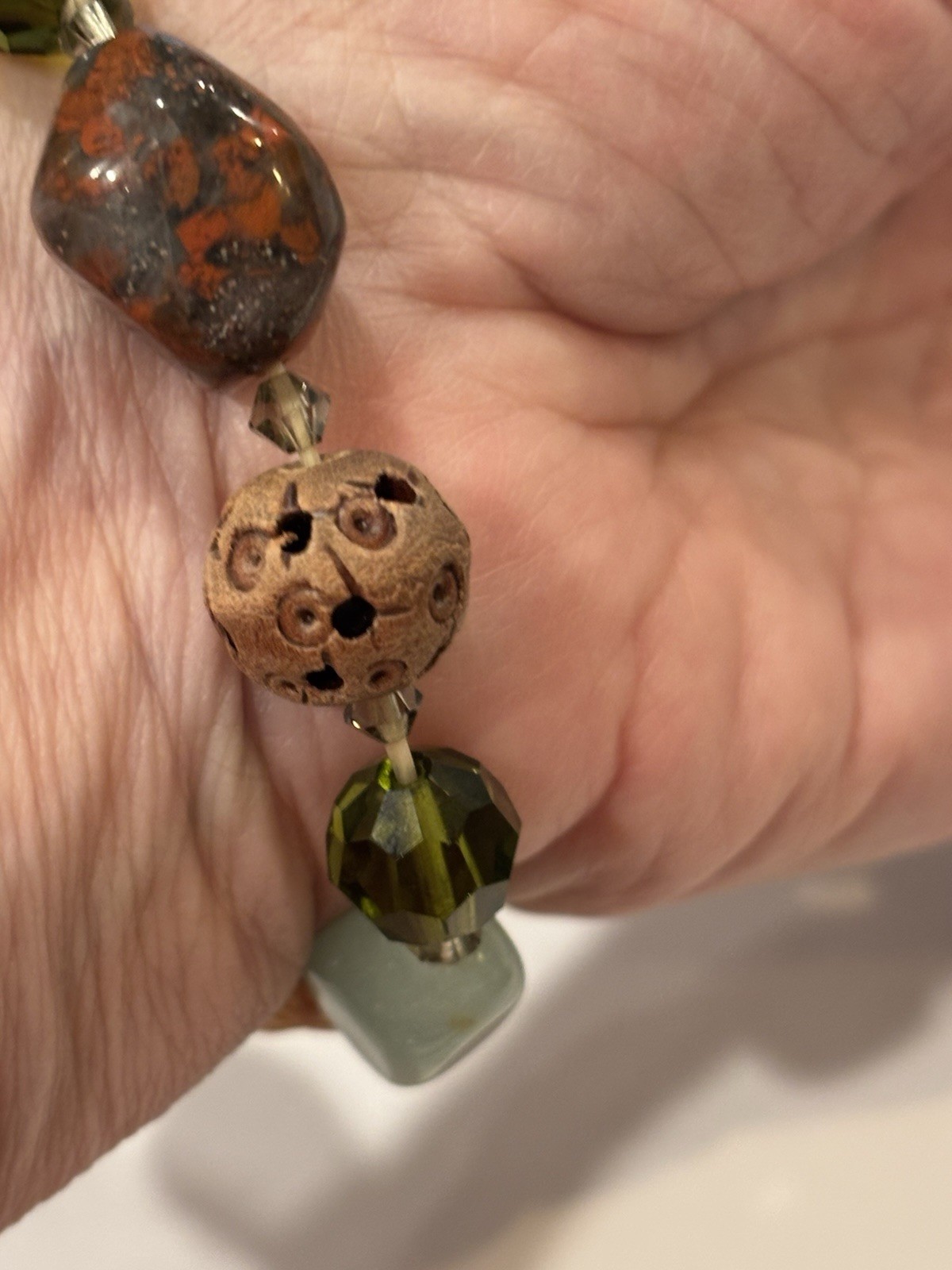 Vintage Bohemian Mixed Stone/Carved Bracelet