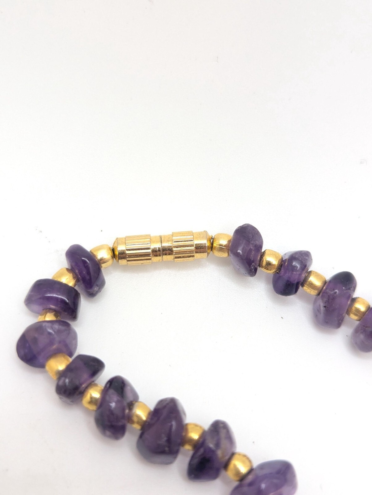 Vintage Amethyst Stone Purple Beaded Long Necklace Layering Present Gift For Her
