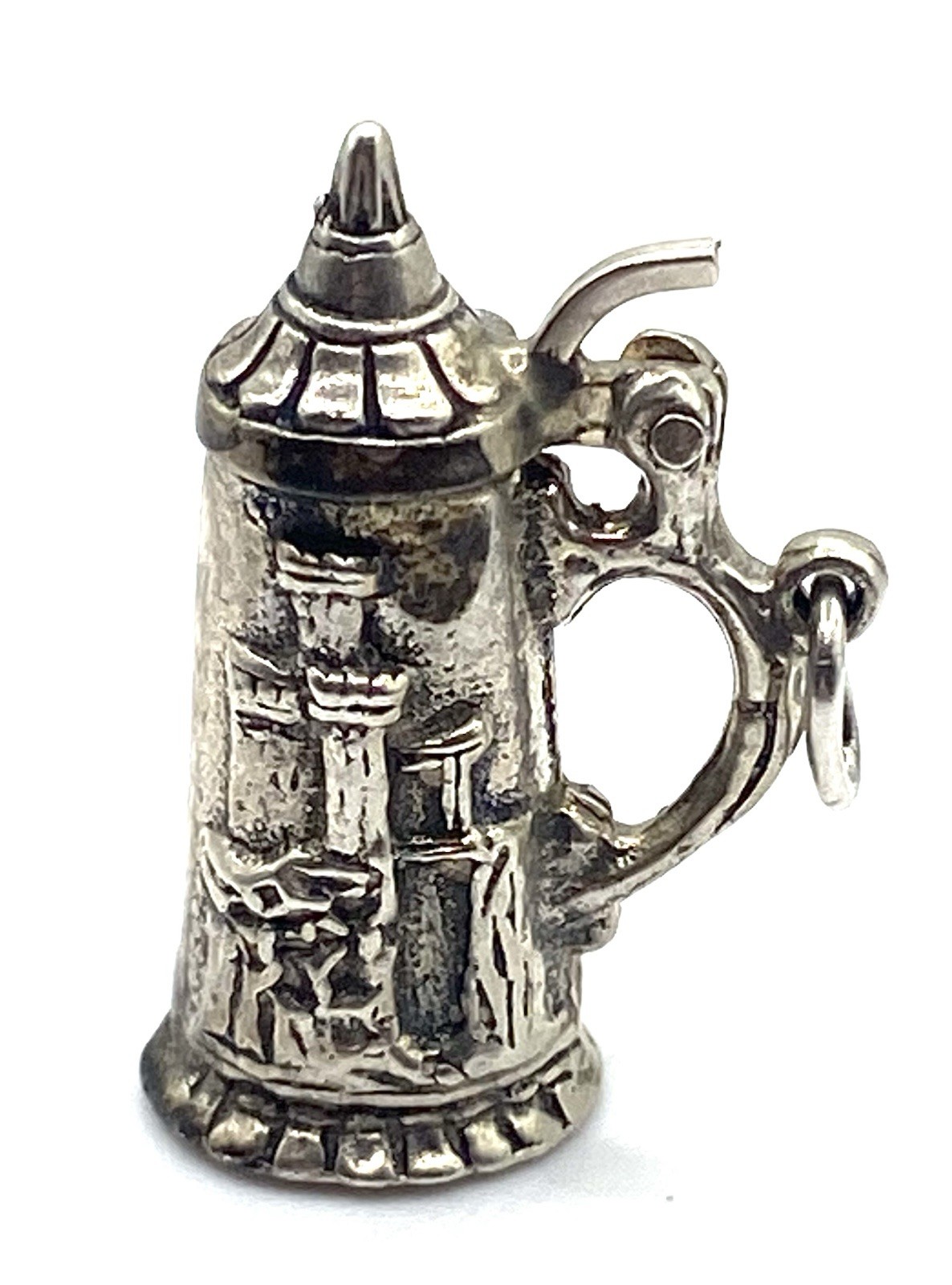 Vintage German Stein Figural Knight on Horse Castle 835 Fine Silver Pendant