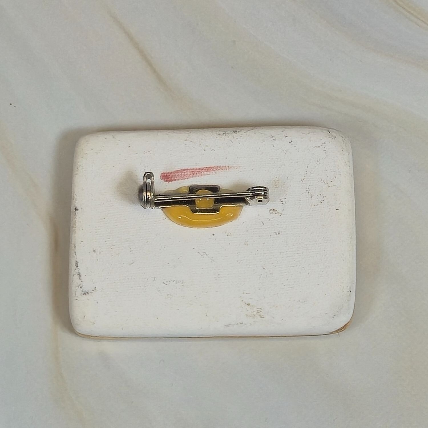 Ceramic Brooch Angel Hand-painted Watercolor Gold Gild Floral Vintage Jewelry…