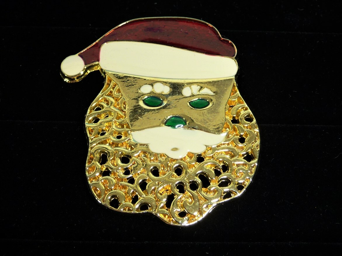 Brooch Holiday Christmas Santa Vintage Pin Retro USA Seller