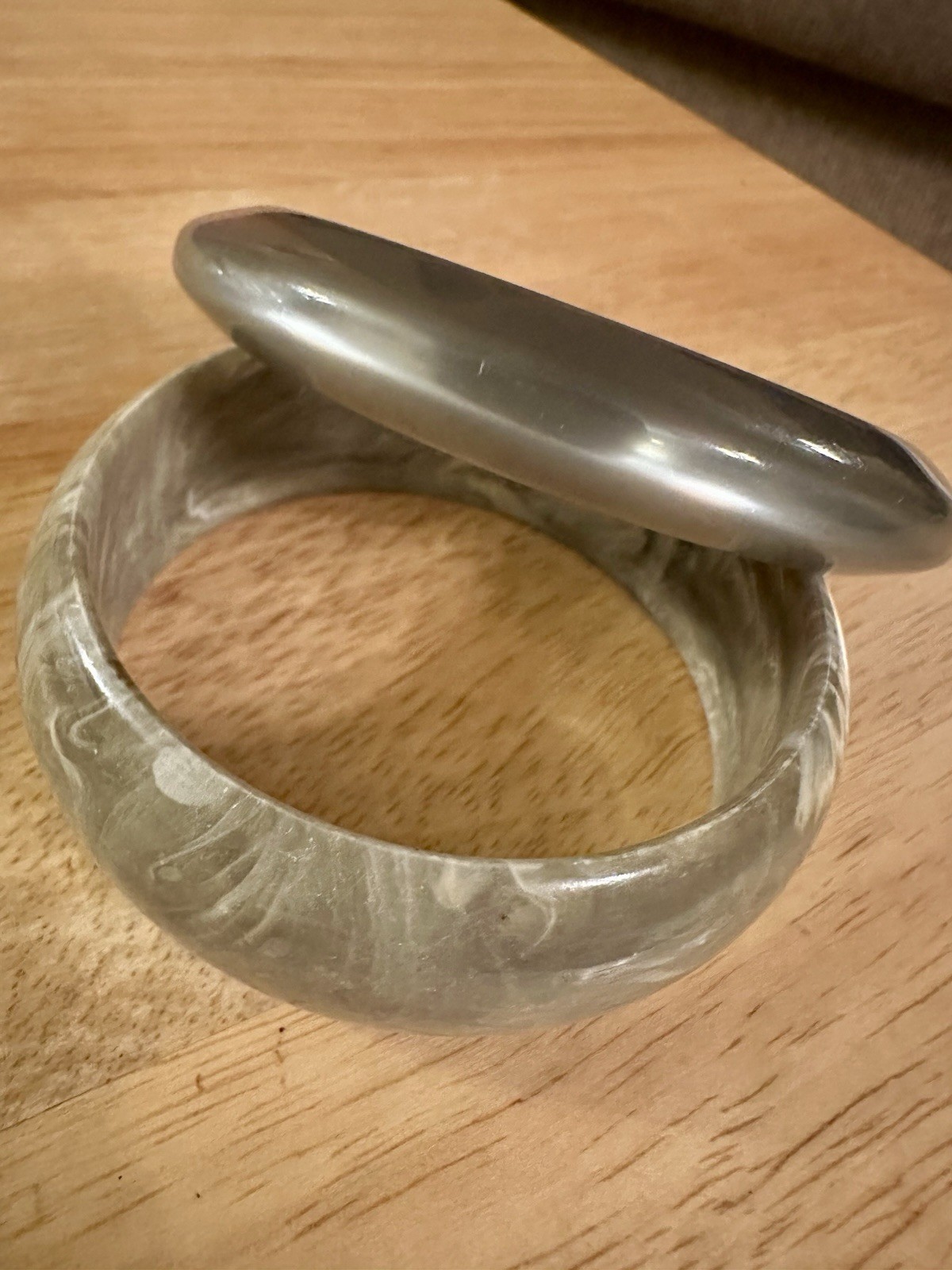 Vintage Two Lucite Bangle Bracelets. One Wide Chunky. One Moon Glow.
