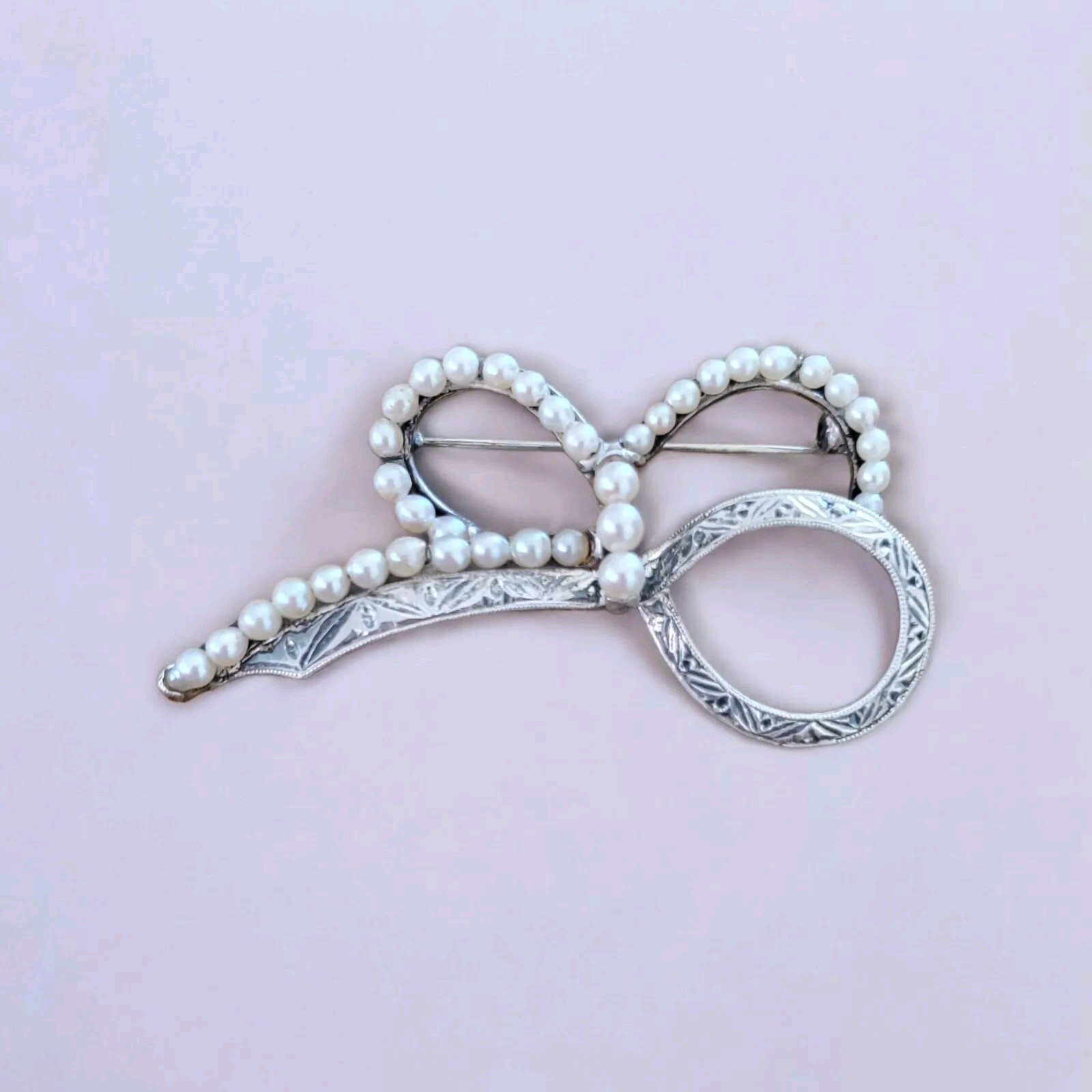 Vintage Japanese Sterling Silver Brooch with Pearls Handcrafted