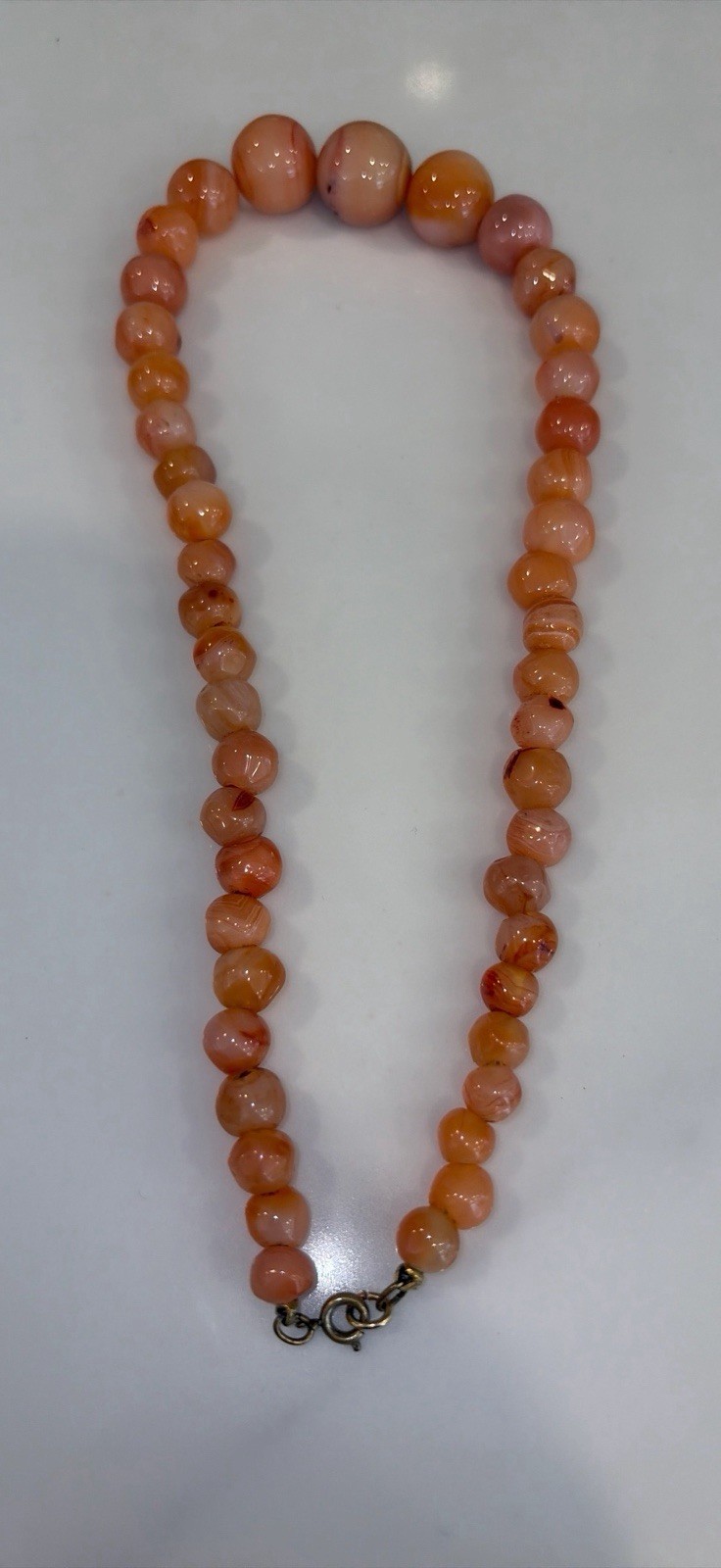 Vintage Peachy Orange Agate Necklace Beautiful Color Variations EUC