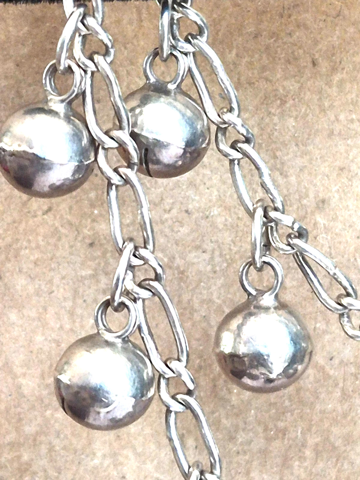 Vintage Sterling Silver Multiple Ball Dangle Pendants Anklet w/Heart Charm