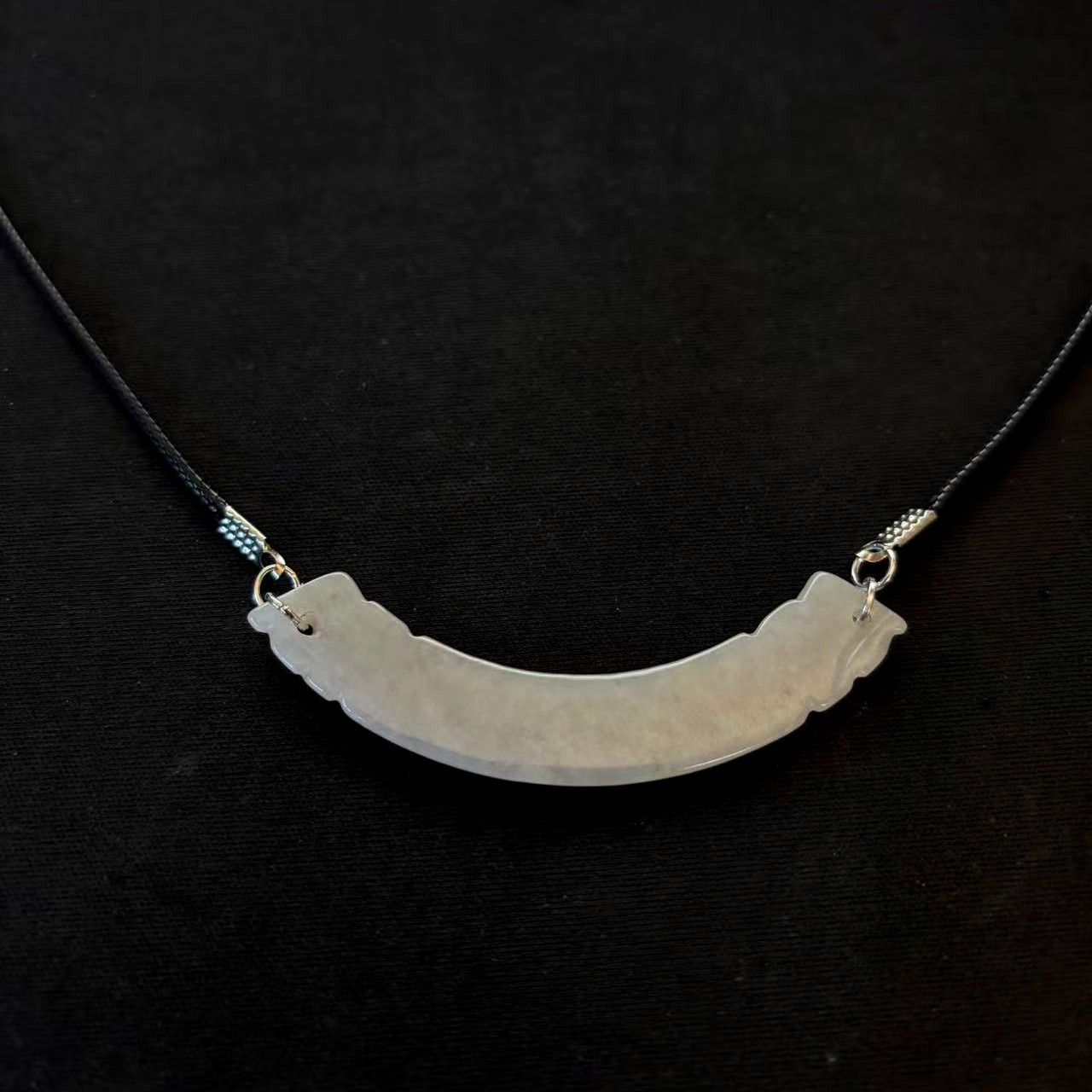 Natural White Jade Jadeite Pendant Necklace 20 inch, 60x10x2 mm