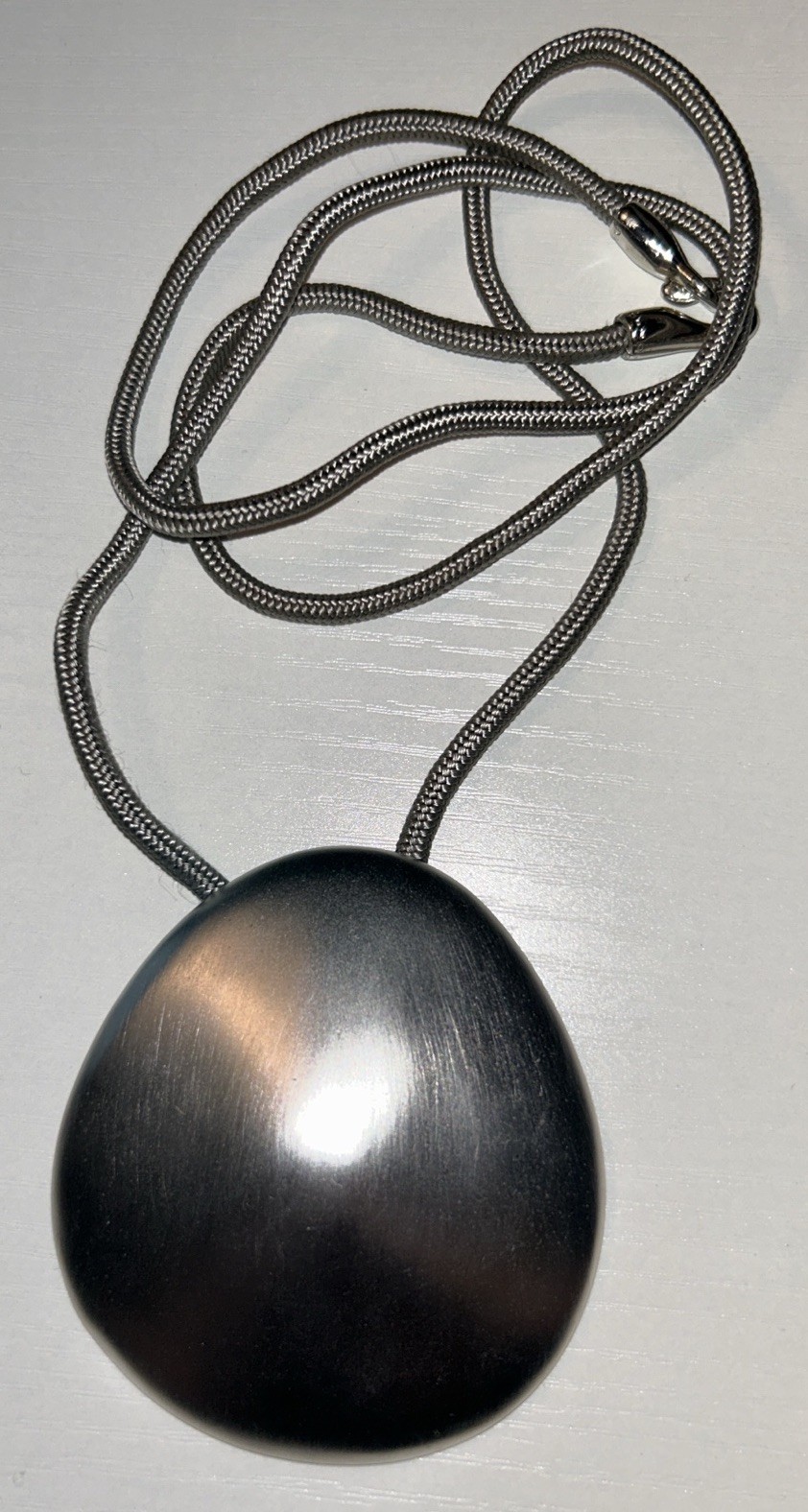 DANON Israel Designer Signed Brushed Silver Pendant Necklace Modernist 36” 90s
