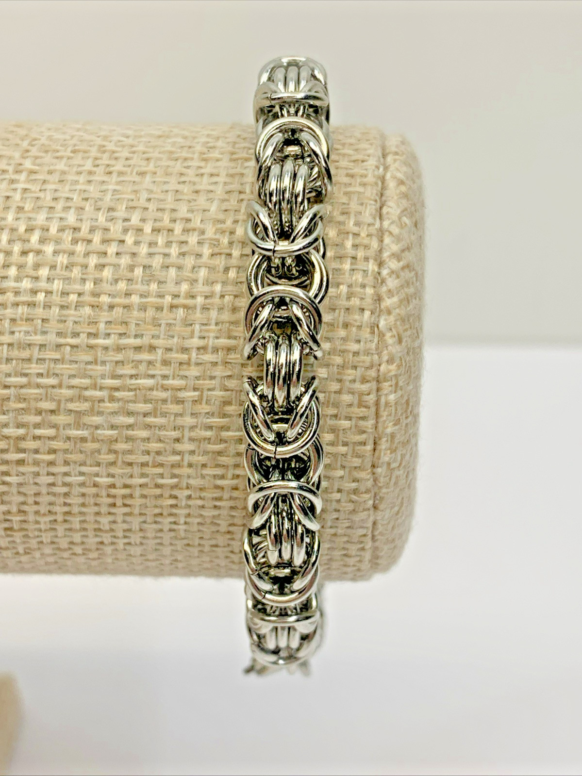 AK Turkey Stainless Steel Byzantine Chain Link Vintage Bracelet 8”