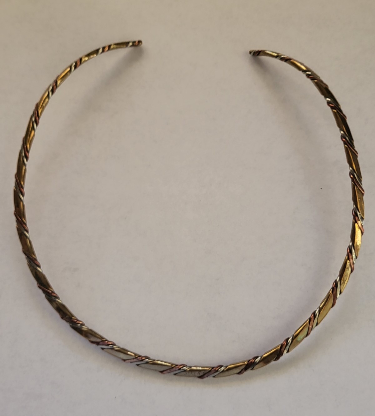 Vintage TANE Hand Fabricated Silver Copper Brass Twisted Wire Neck Collar Choker