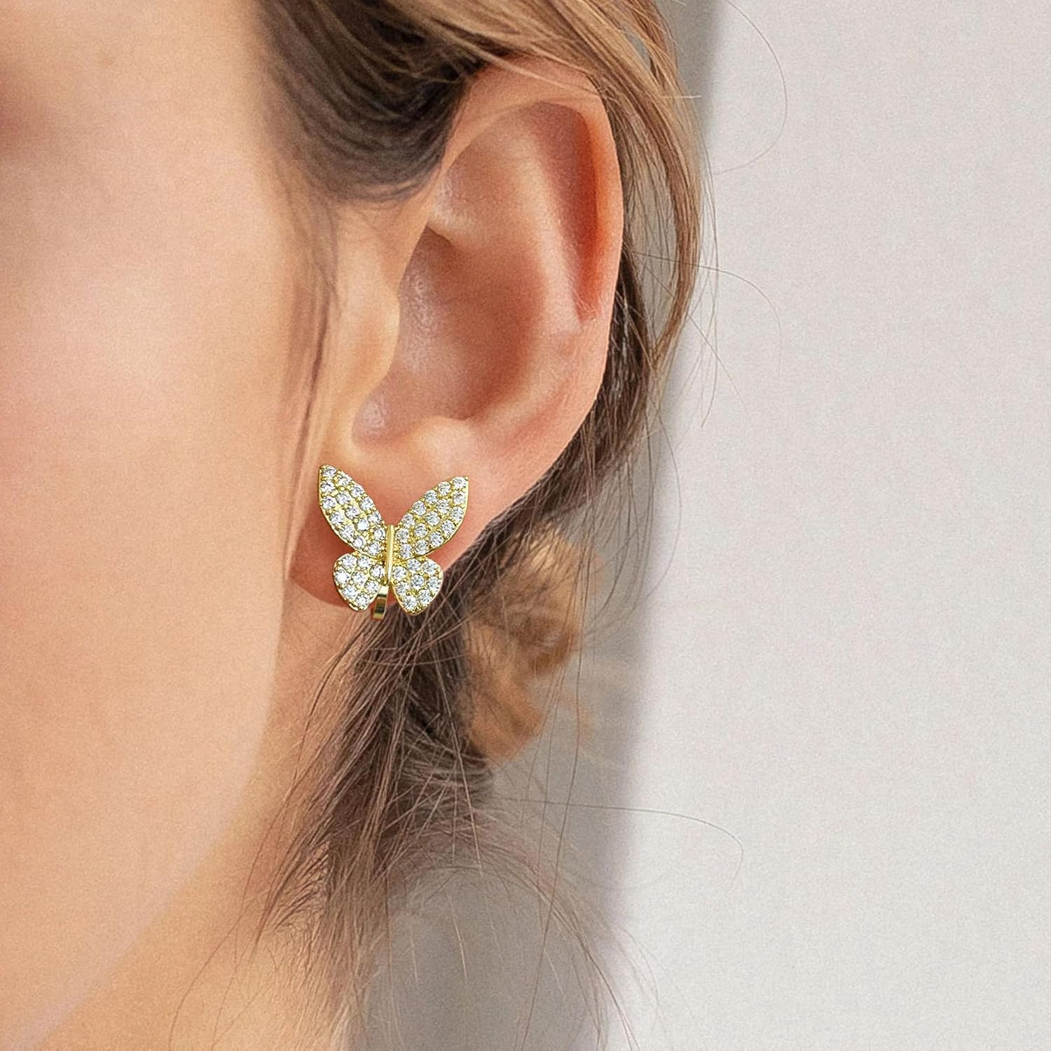 Clip on Earrings Not Pierced Vintage Style Statement Butterfly Earrings Stud Sil