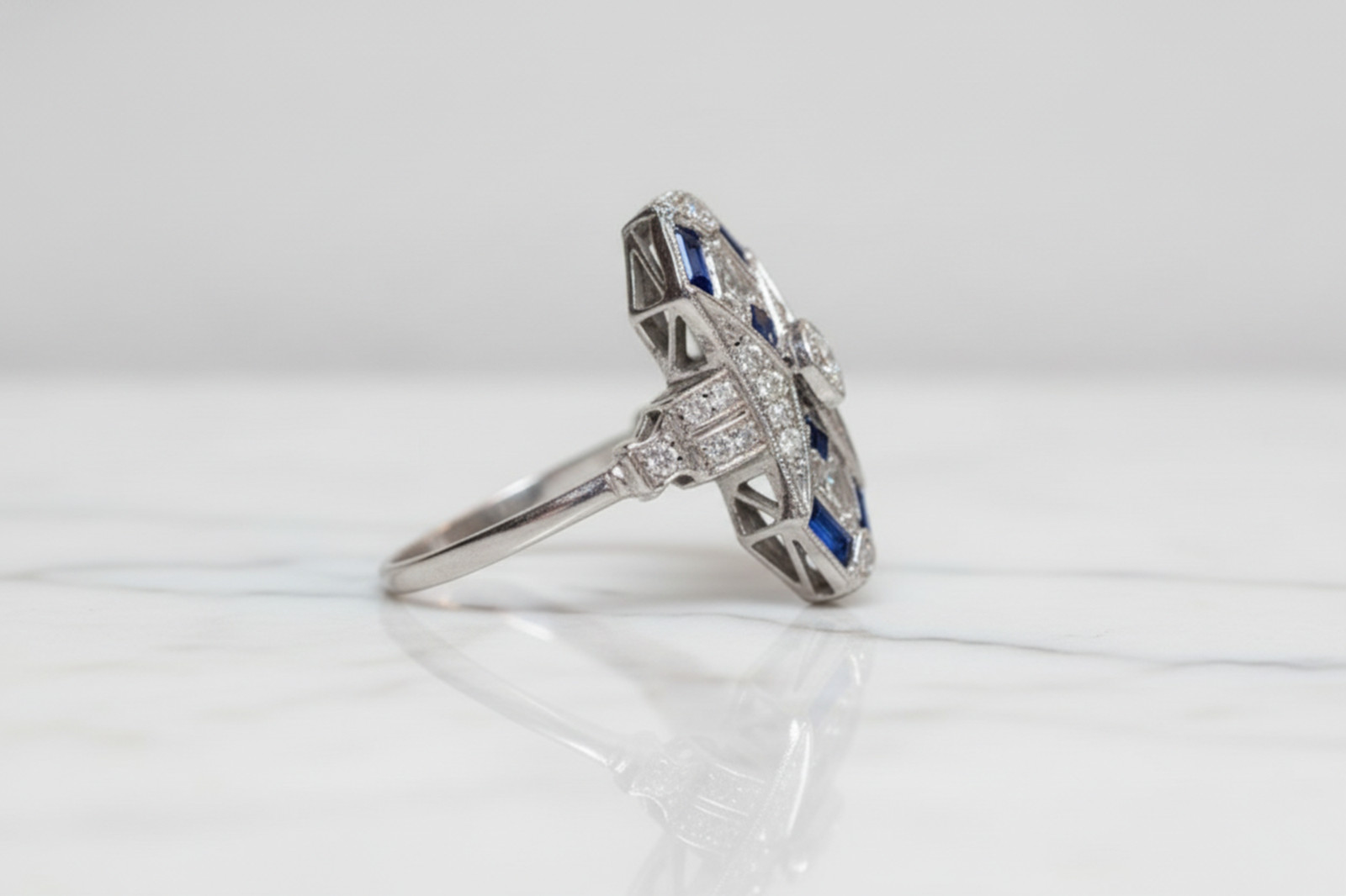 Antique Art Deco Vintage Wedding Ring For Her Mid-Century Edwardian Ring