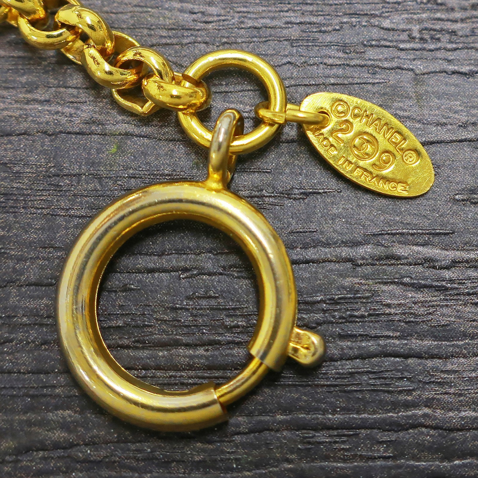CHANEL Gold Plated CC Logos Charm Vintage Chain Necklace Pendant #1302c Rise-on