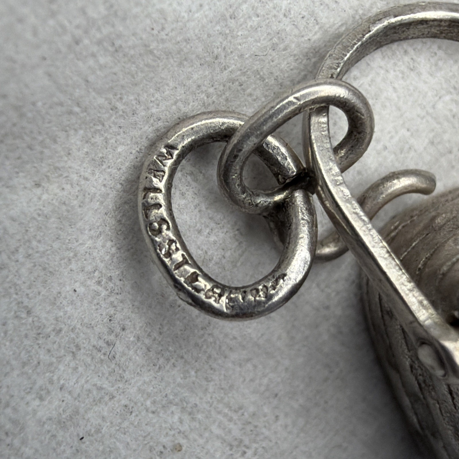 Antique 50’s Wells Sterling Silver 925 Rare Picnic Basket Charm Double Handle