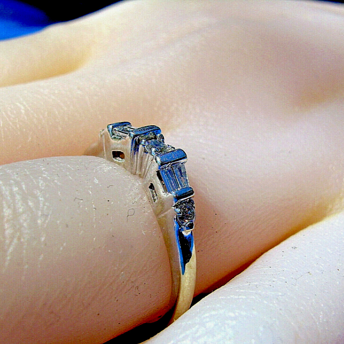 Original EARTH MINED DIAMOND Wedding Band Stack Design 14K WHITE GOLD Ring Guard