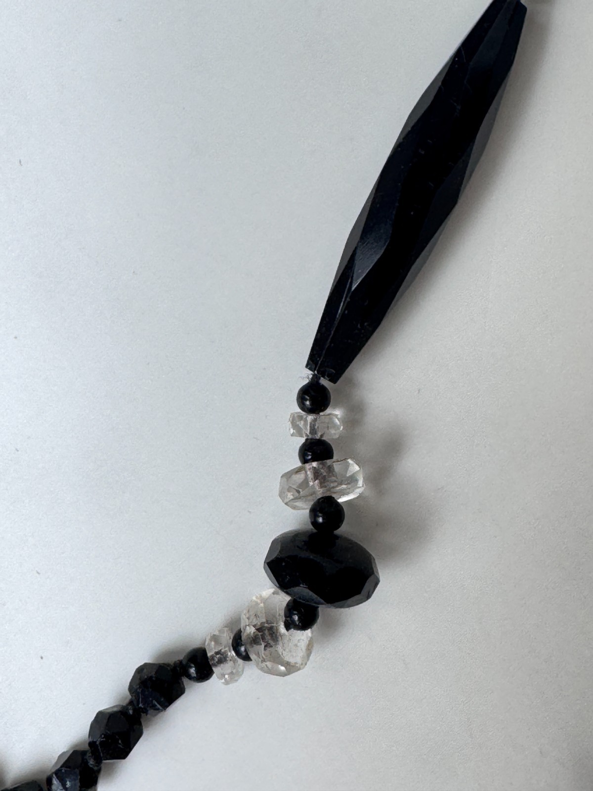 Antique Victorian Black Jet Mourning Fancy Bead ROPE Necklace, Repair NEEDED