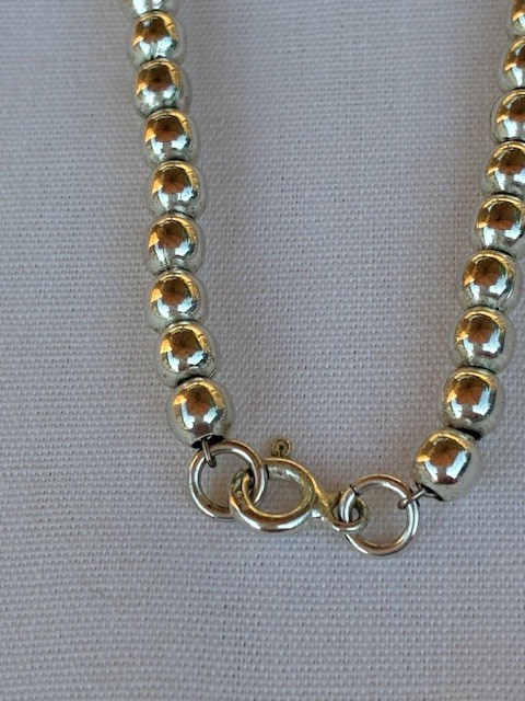Vintage 925 Sterling Silver Bead Necklace 18″ Strand 4mm strung on chain 13.44g