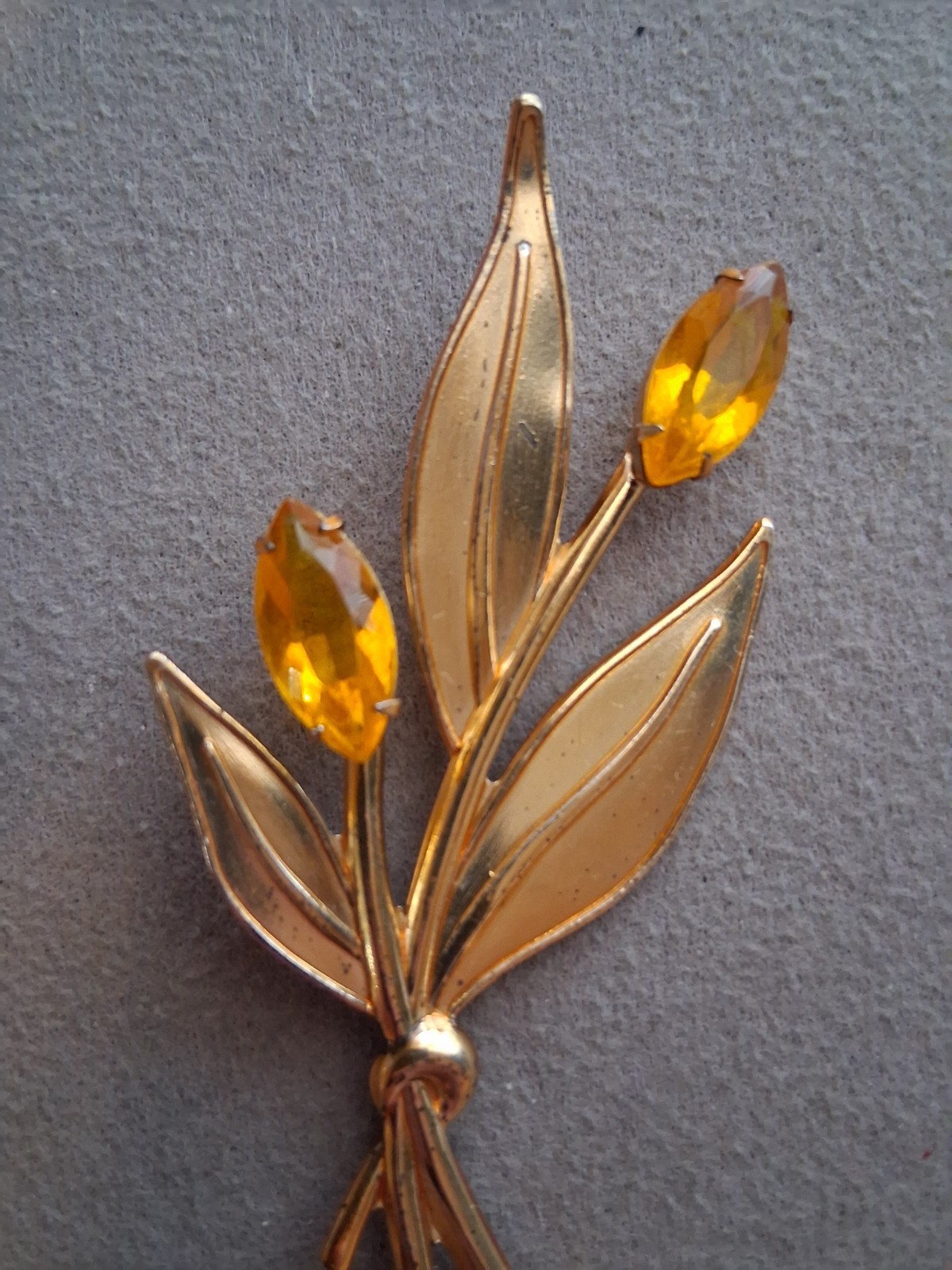 Sterling Craft Coro gold over silver. Tulip brooch w/yellow stones