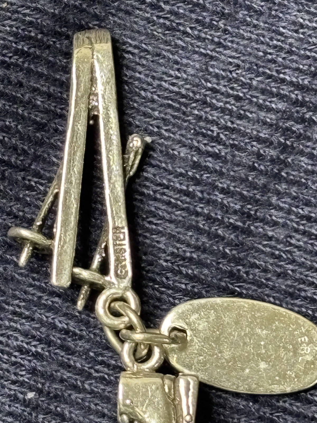 Vintage Jonette Designs Designer Ski Sante Fe Necklace With Skis & Boot Pendant