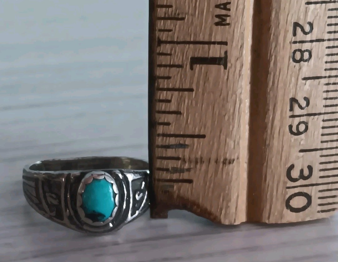 Vtg *Bent Band* Sterling Silver Turquoise Ring Southwestern Sombrero Size 6.75