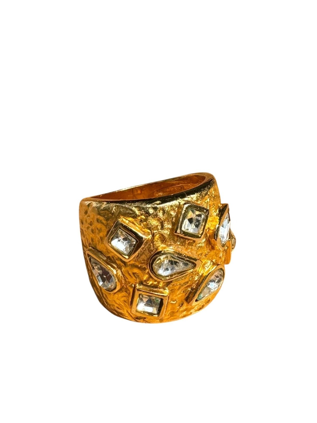 Yves Saint Laurent Vintage 1980s Gold Statement Ring Size US 7.5