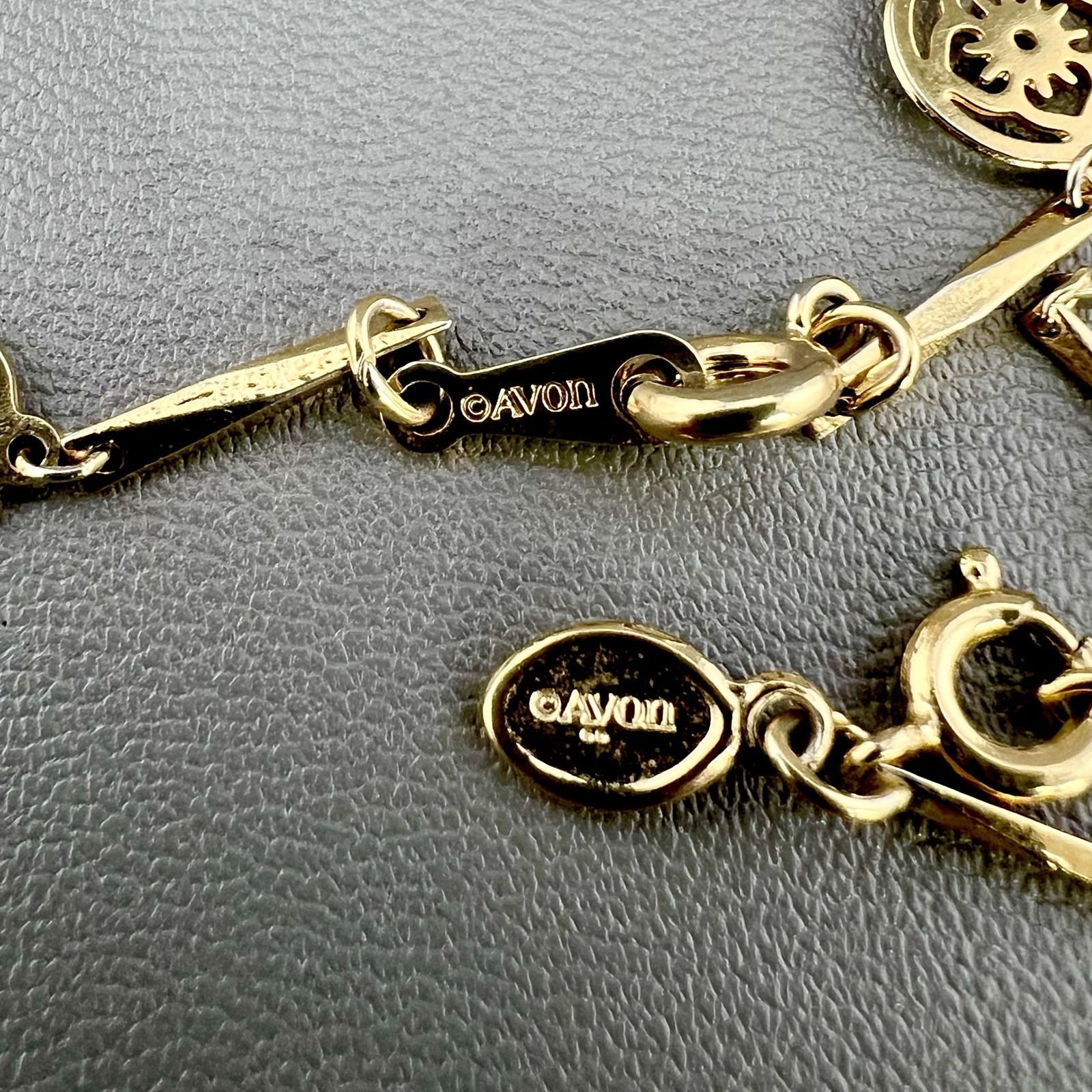 Vintage Avon Necklace Bracelet Set Filigree Flower Lace Bar Link Gold Tone