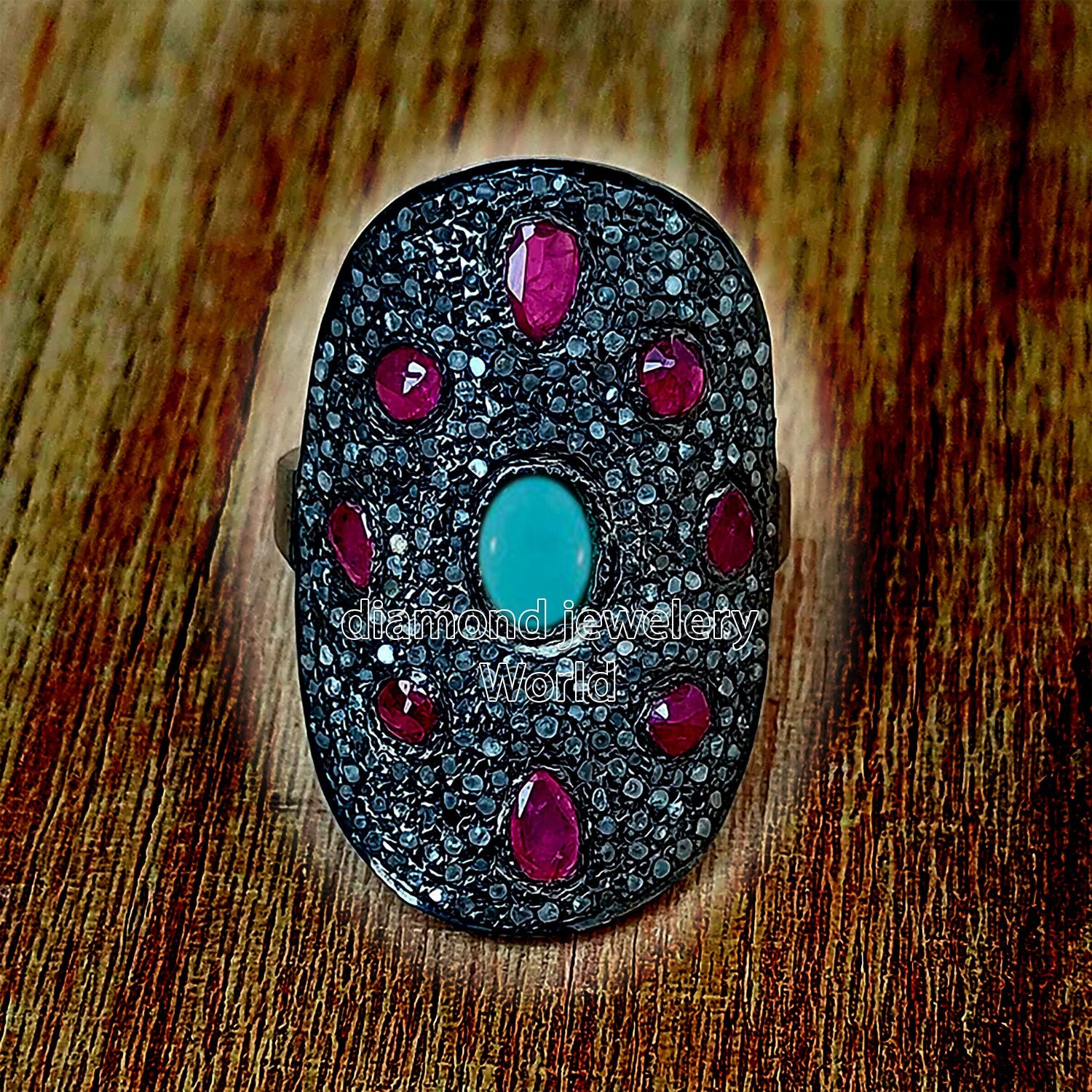 Gorgeous 2.58ctw Rose Cut Diamond Gemstone Studded Silver Victorian Ring Jewelry