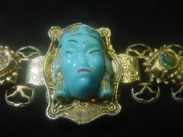 Jinn wishing genie blue Tara good luck talisman lucky charm bracelet Asian c1960