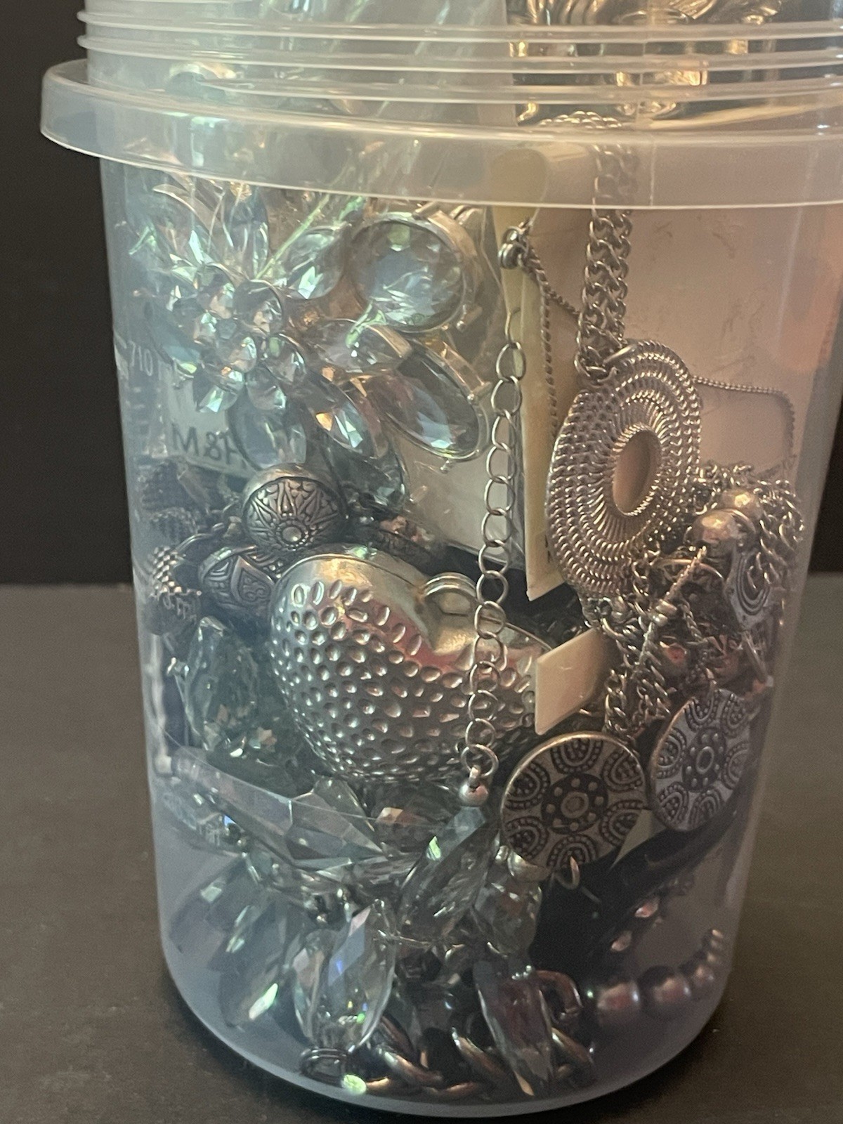 Mystery Jewelry Jar BOLD CHUNKY Curated Black Silver All Wearable Glam Runway
