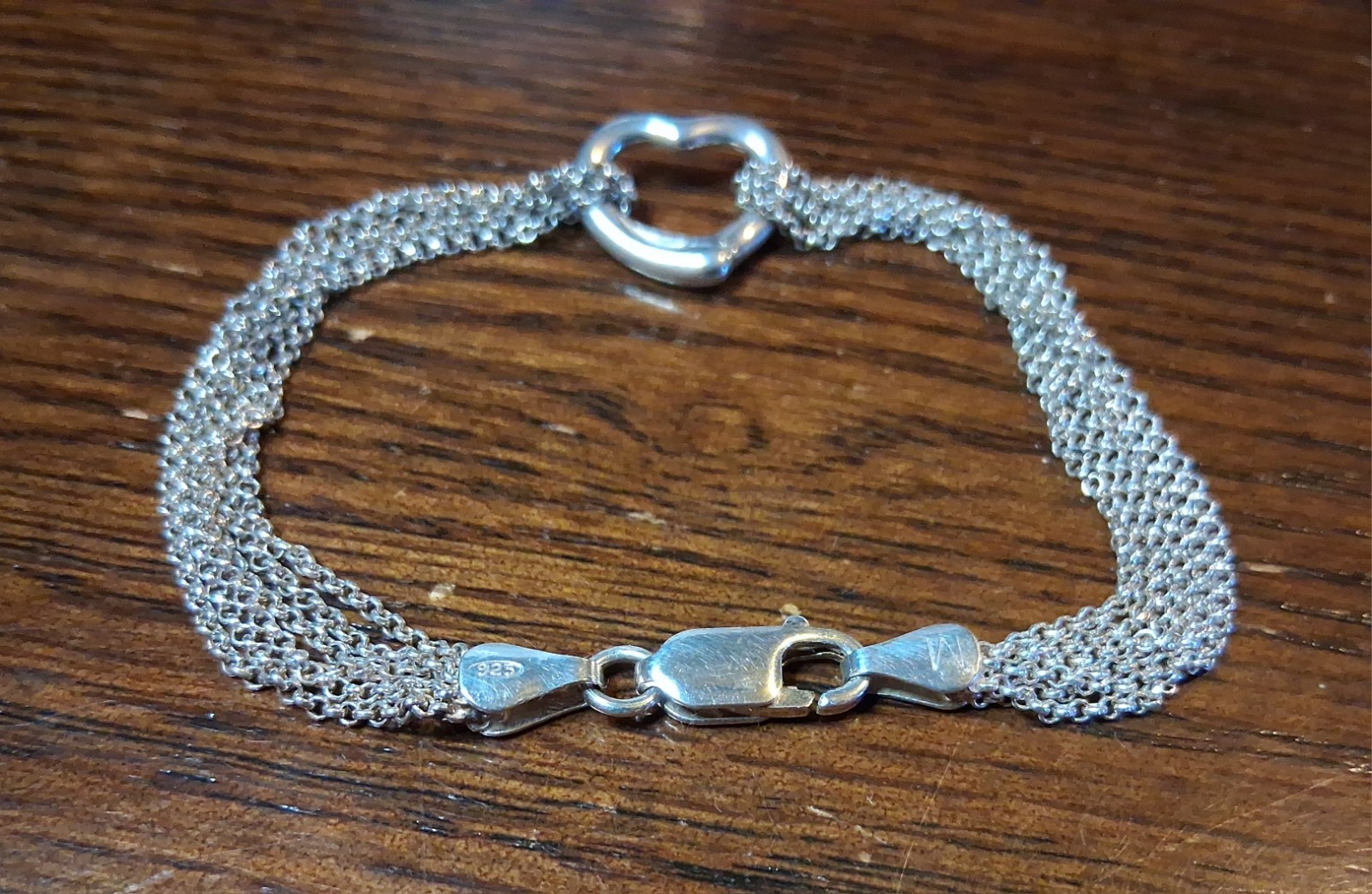 Vintage Italy Sterling Rolo Chain Bracelet with Heart Charm 7″ See Pics/Descript