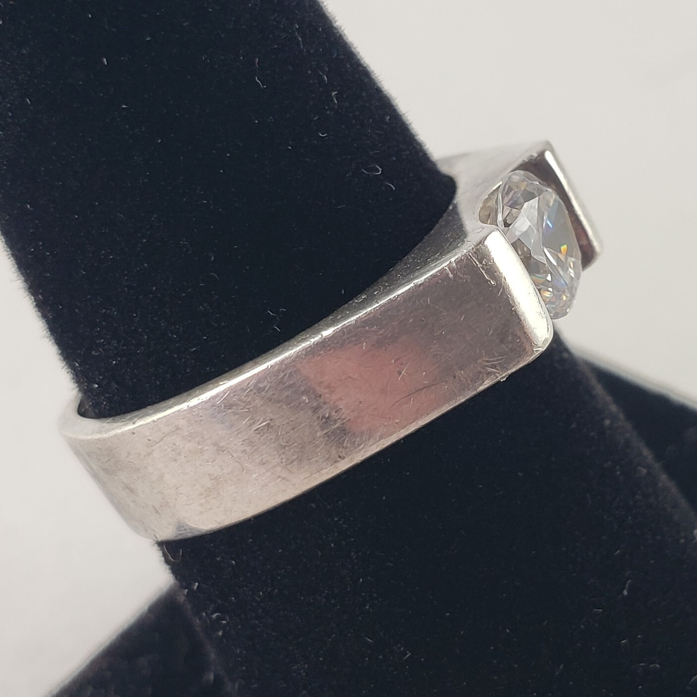 Sterling Silver Ring White Solitaire CZ 6.2g Size 8 BOCCO [7749]