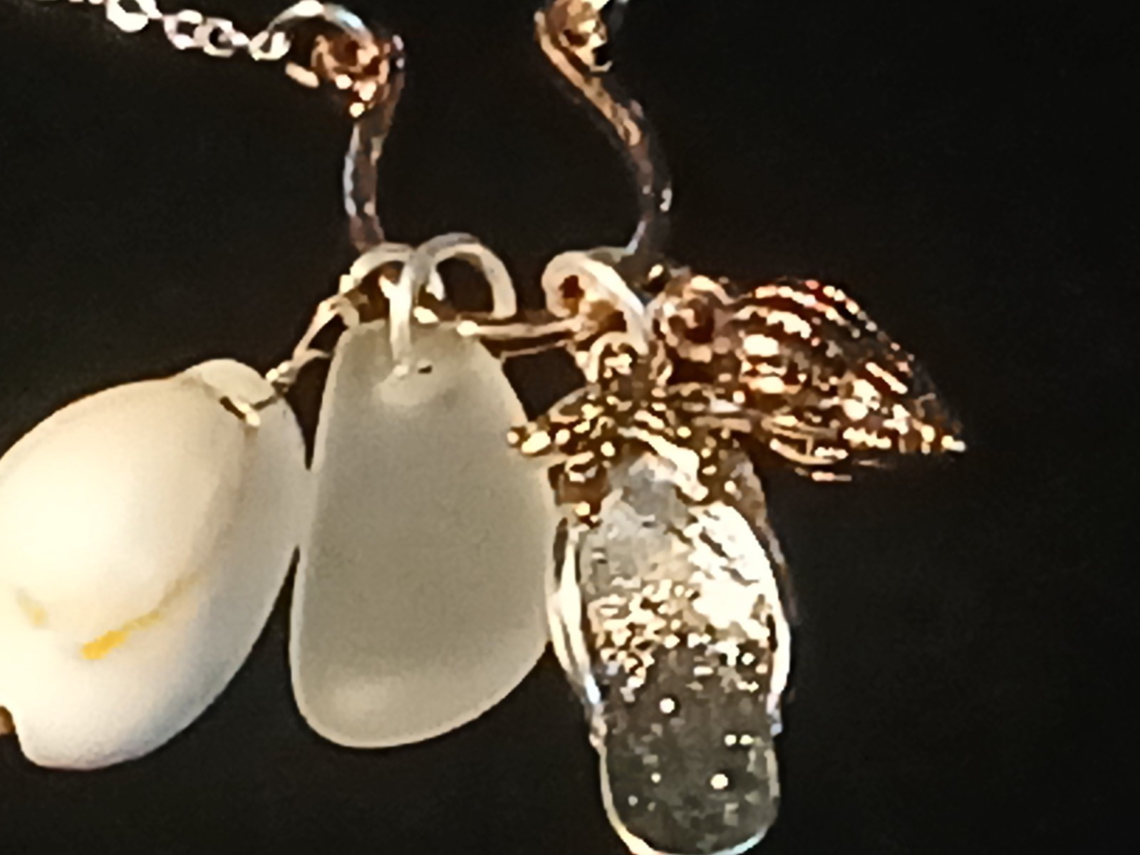 Vintage Delicate Sterling Silver Plated Baroque Charm Necklace