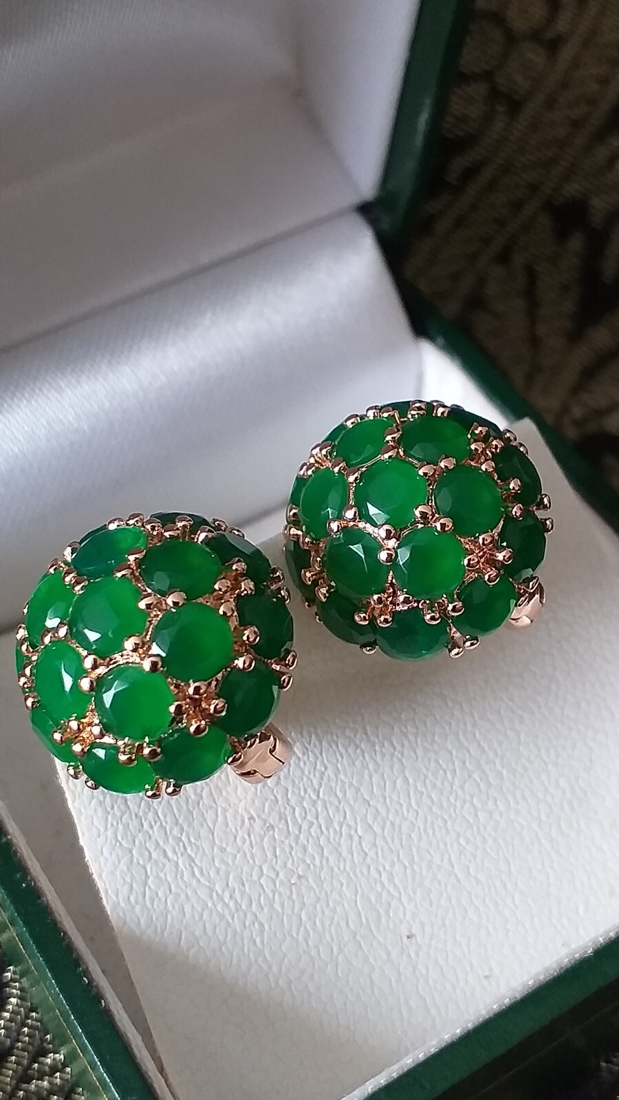 Vintage 1990-s 14 Ct Rolled Gold Emerald Earrings-Hallmarked 585 RG