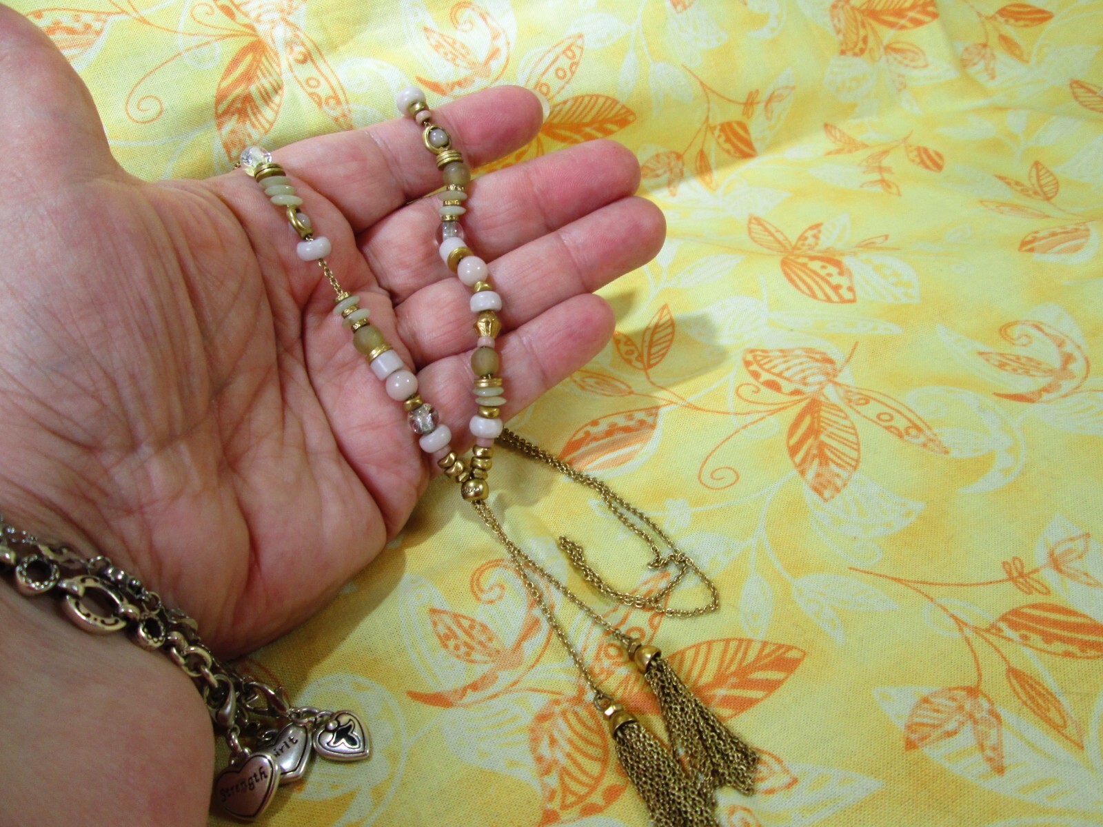 Vintage Ball Slide Bolo Lariat Necklace Gold Tone 34″ Adjustable / Beaded / Y