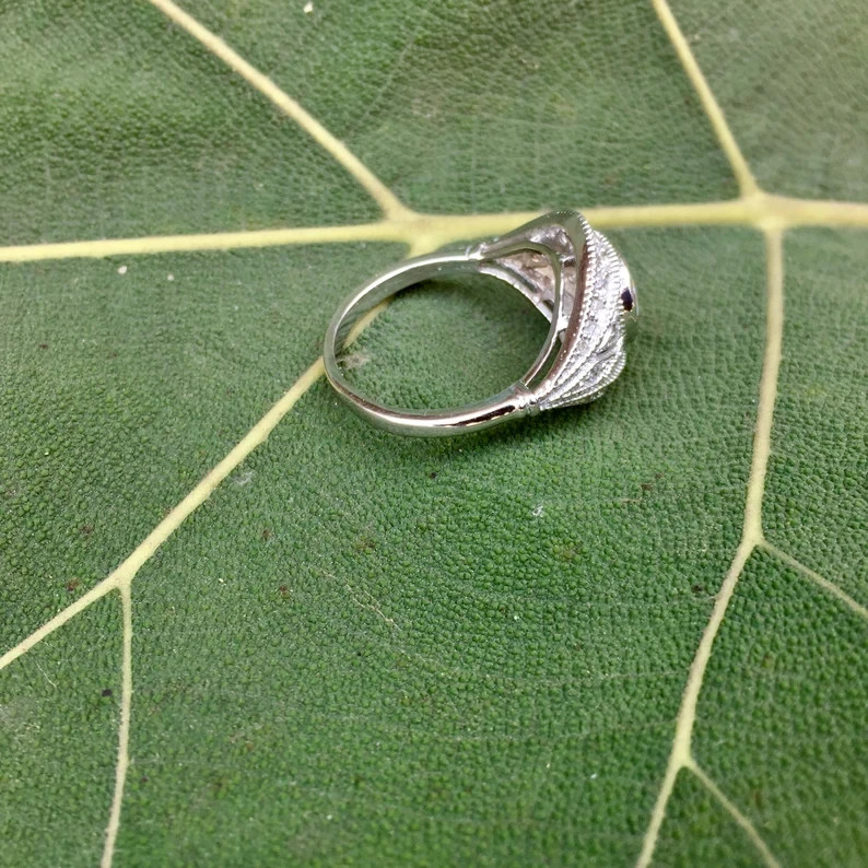 Art Deco Vintage Style Round Cut Lab Created Diamond Engagement 925 Silver Ring