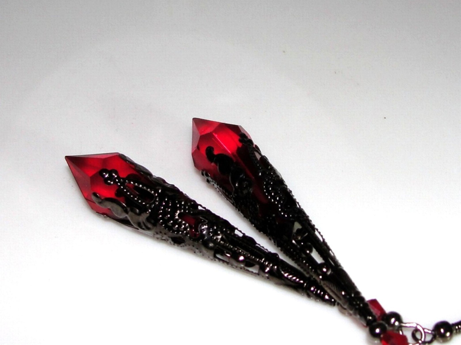 Dark Siam Blood Red or Black AB Czech Crystals Vintage Fashion Gothic Earrings
