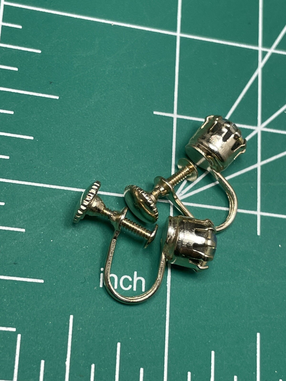 Vintage AB Crystal Rhinestone Gold Tone Screw Back Earrings
