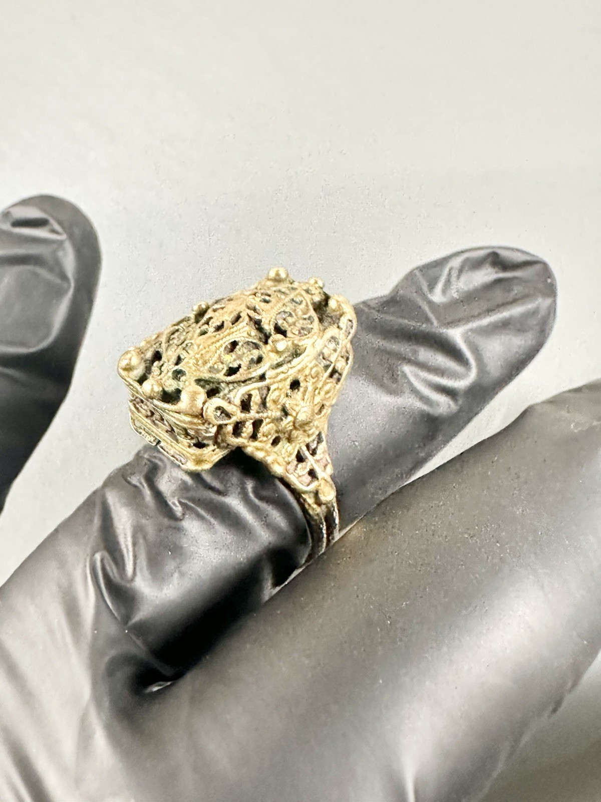 Antique Brass Detailed Open Work Filigree Techniques Adjustable Ring