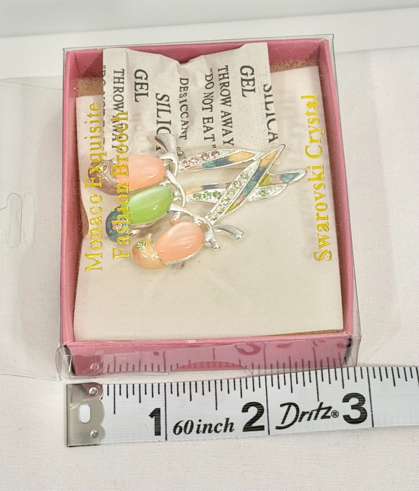 Swarovski Crystal Monaco Exquisite Brooch 3 Parrots withJelly Belly Stones